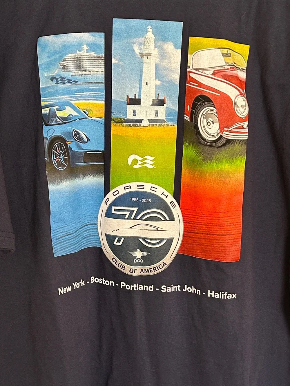 PCA Porsche Club of America Treffen At Sea 70th Anniversary Cruise Shirt 2XL